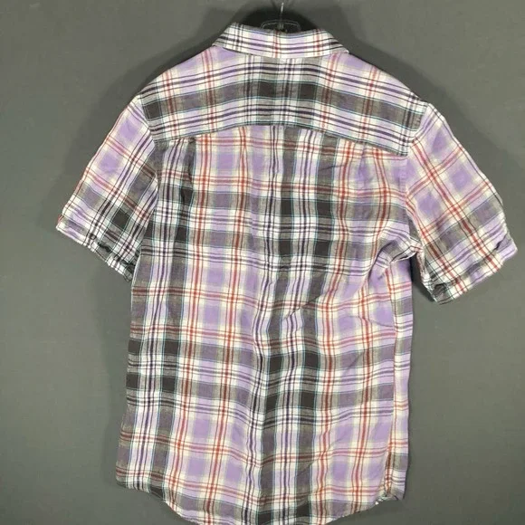 Liz Claiborne 100%‎ Linen Button Shirt Casual Mens Size Small Plaid - Picture 2 of 7